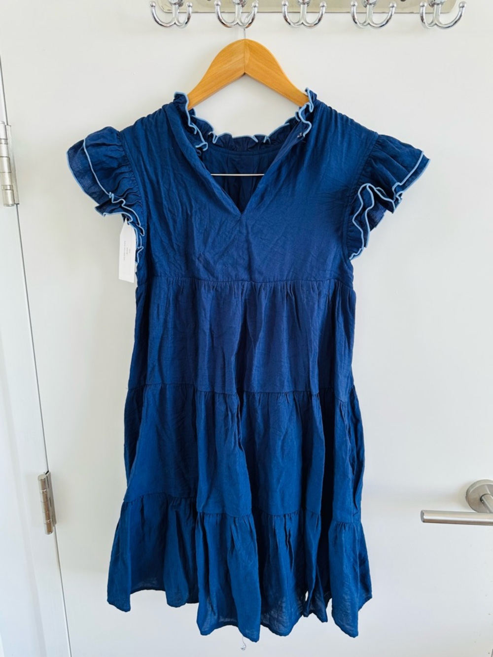 English Factory Navy Ruffle Sleeve Mini Dress - Picture 6 of 10